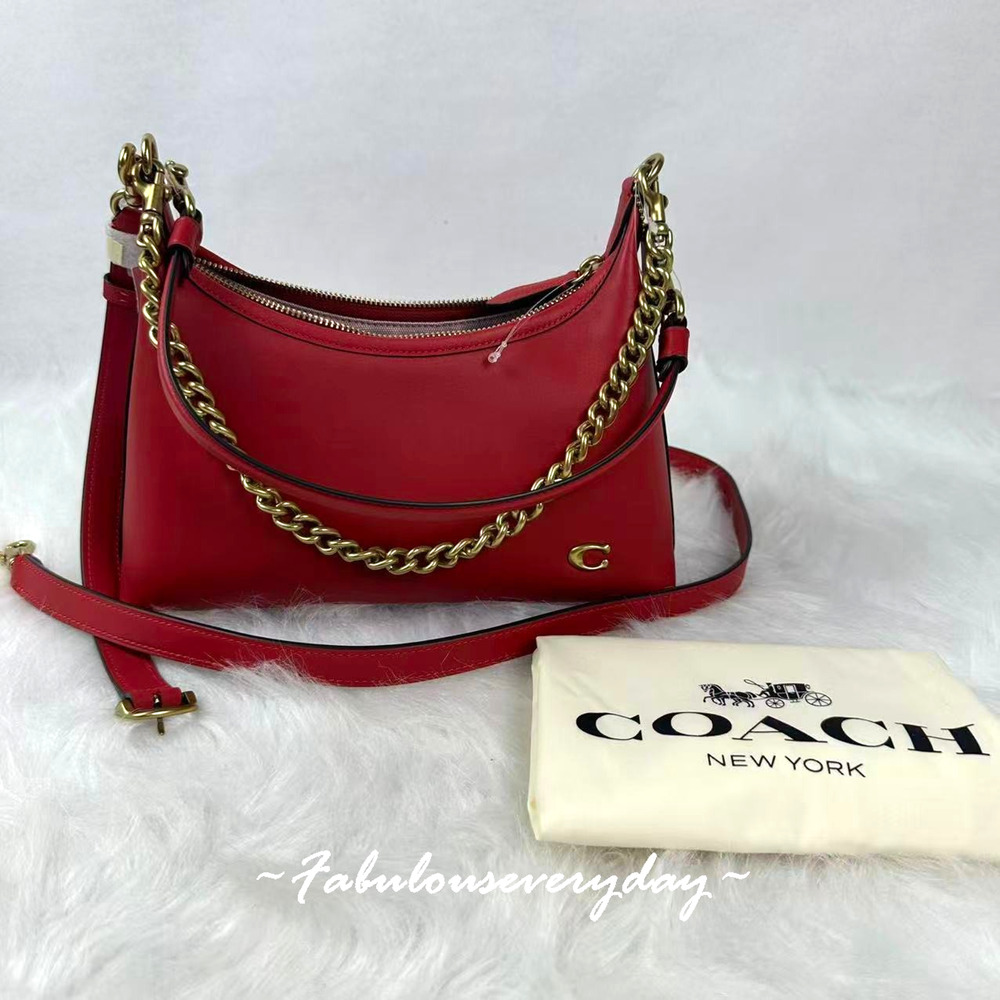 COACH Juliet 25 Bag Shoulder/Crossbody Chain Leather/Brass/Poppy Red CDZ64 NWT